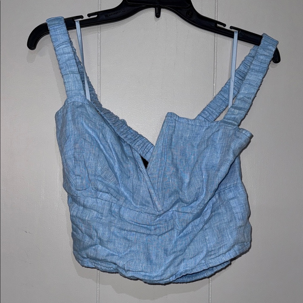 Anthropologie Sky Blue Ruched Crop Top